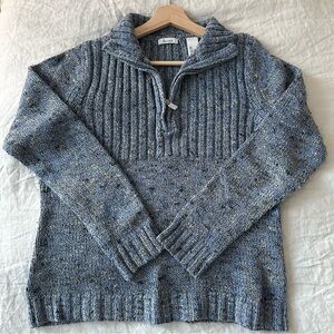 Vintage Quarter-Zip Half-Zip Blue Marled Sweater